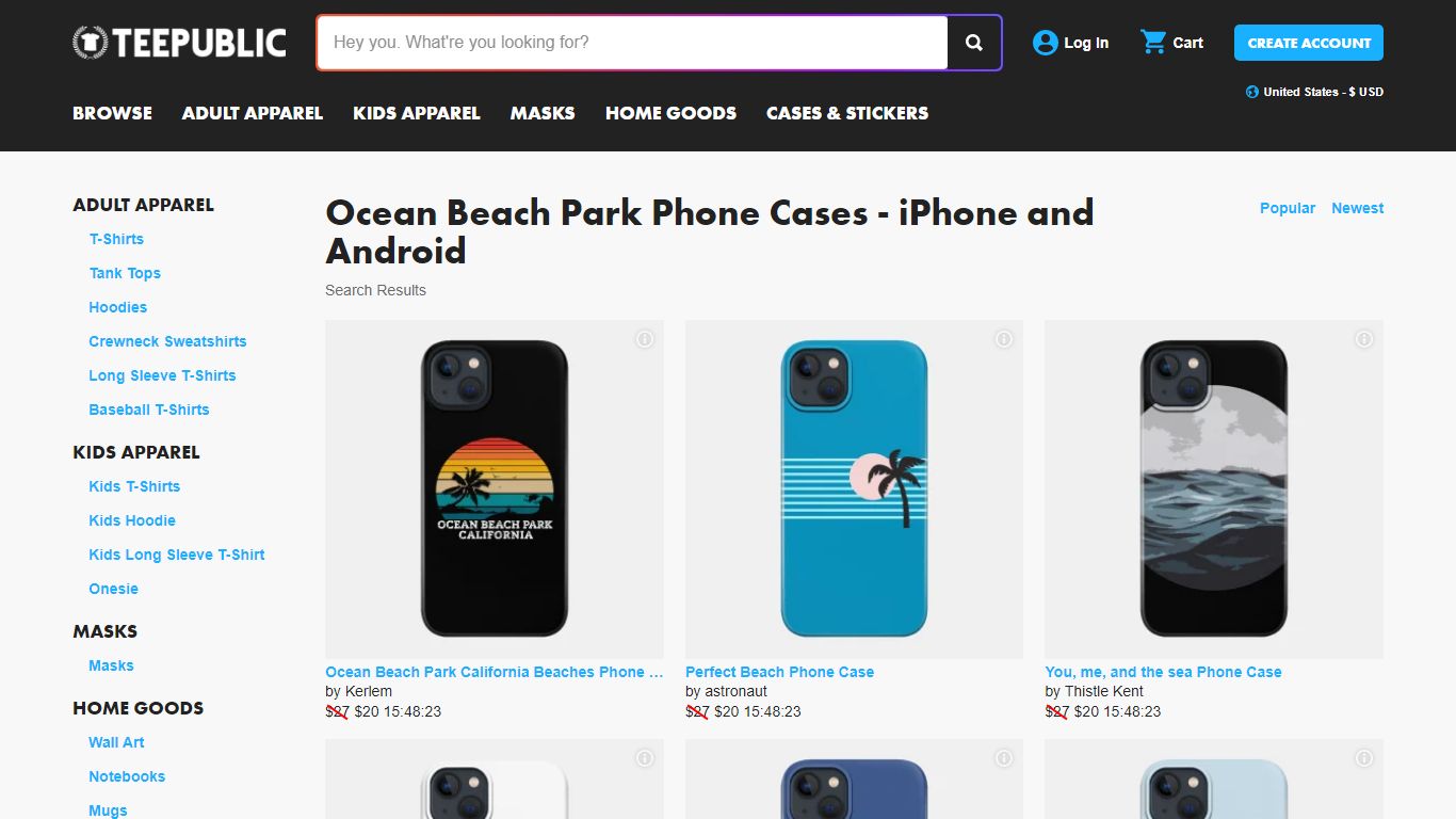 Ocean Beach Park Phone Cases - iPhone and Android | TeePublic